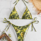 Damen Triangel-Bikini mit verspieltem Muster und verstellbaren BindR&Bändern R&B
