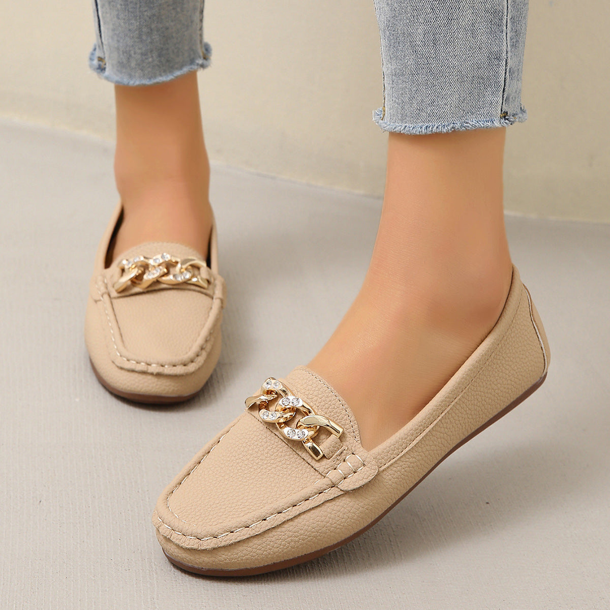 Damen Mokassins mit eleganter Kettenapplikation und komfortabler Laufsohle R&B