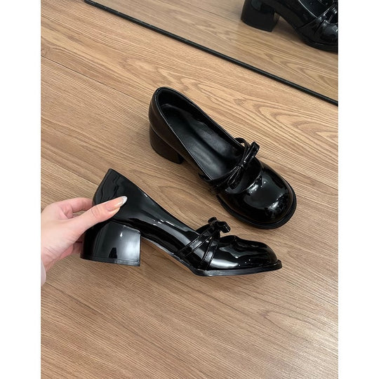 Damen Mary Jane Blockabsatz Schuhe mit verspieltem Schleifen-Detail R&B