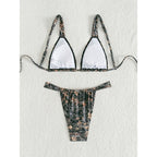 Damen Triangel-Bikini-Set mit floralem Camouflage-Muster