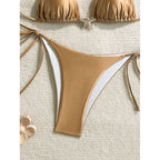 Damen Triangel-Bikini mit verstellbaren BindR&Bändern und dekorativem Schmuckdetail R&B