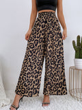 Damen Weite Leoparden-Print Hose R&B