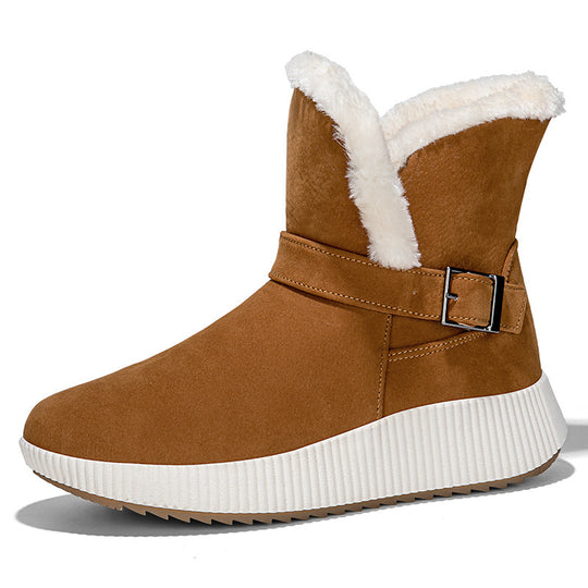 Damen gefütterte Winterstiefel mit modischer Schnallenapplikation und rutschfester Sohle R&B