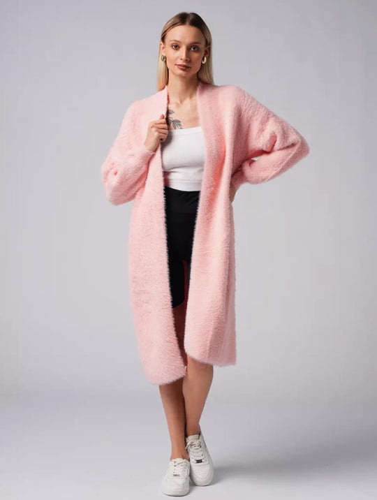 Damen Kuscheliger Strickmantel mit seitlichen Schlitzen und weitem Schnitt R&B
