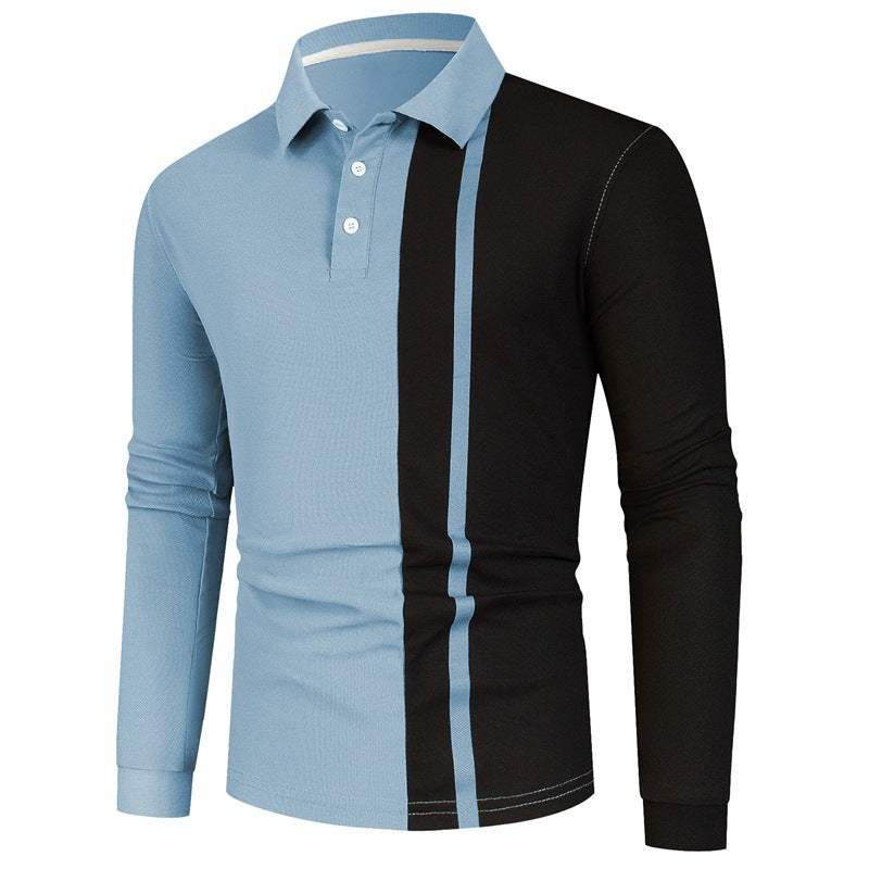 Herren Langarm-Polohemd mit modernem Farbblockdesign