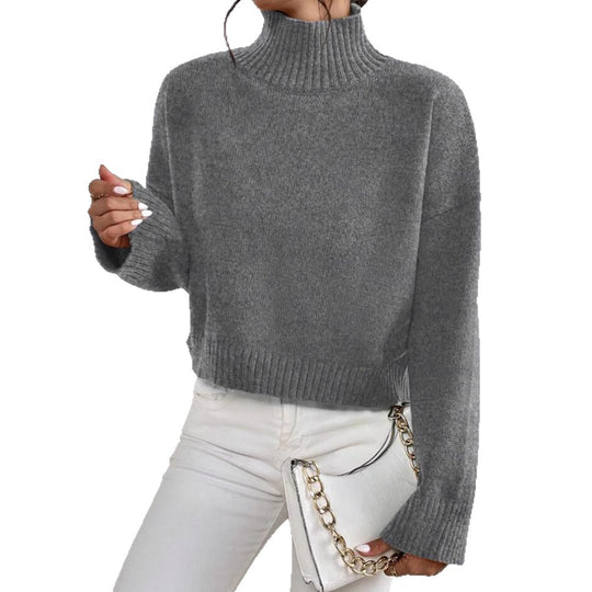 Damen modischer Kragenpullover aus weicher Wolle R&B