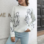 R&B | Verspielter Strickpullover Mit Katzenmuster