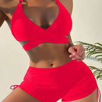 Damen Sport-Bikini-Set mit asymmetrischem Oberteil und hohem Schnitt R&B
