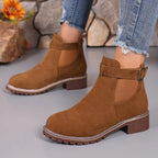 Damen elegante Ankle-Boots mit modischem Riemen und rutschfester Sohle R&B