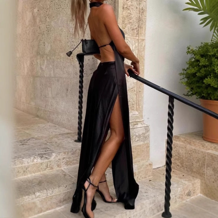 Damen Elegantes Maxikleid mit schulterfreiem Design und tiefer Rückenöffnung R&B