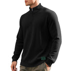 Herren nan leichter Waffelstrick-Pullover mit kurzem Kragenreißverschluss und gerundetem Saum R&B