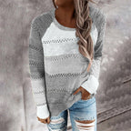 Damen gestreifter leichter Strickpullover