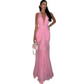 Damen Maxikleid mit tiefem V-Ausschnitt und Raffungen R&B