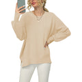 Damen lockerer Strickpullover mit weitem Schnitt R&B