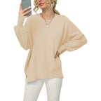 Damen lockerer Strickpullover mit weitem Schnitt R&B