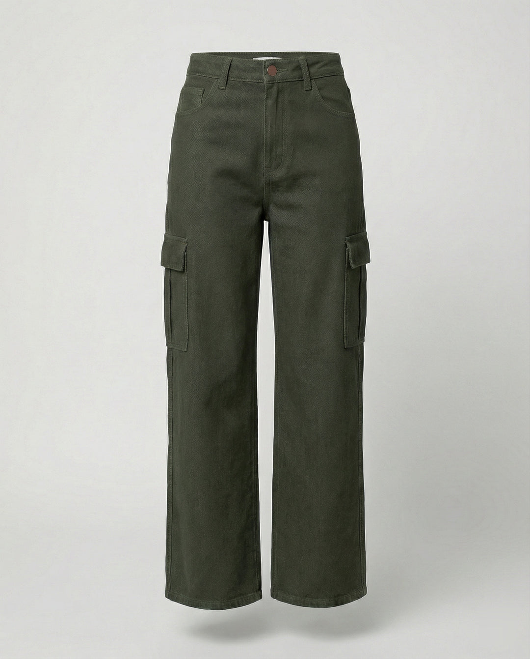 Damen nan hohes Taillen-Jeansmodell im Baggy-Palazzo-Schnitt mit Cargo-Klappentasche und formgebenden Abnähern R&B