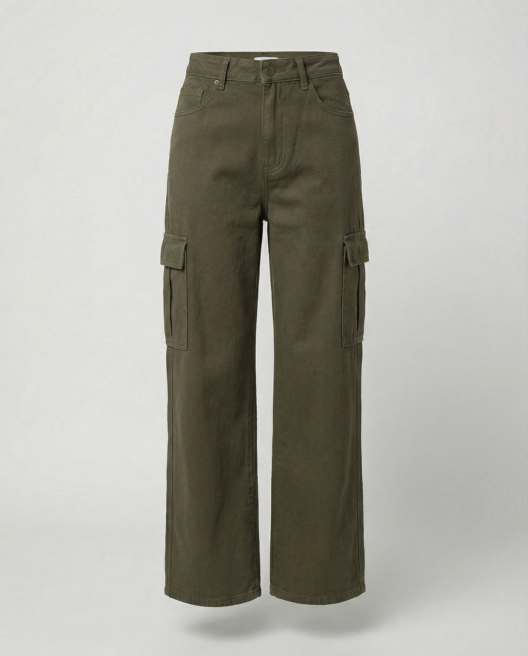 Damen nan hohes Taillen-Jeansmodell im Baggy-Palazzo-Schnitt mit Cargo-Klappentasche und formgebenden Abnähern R&B