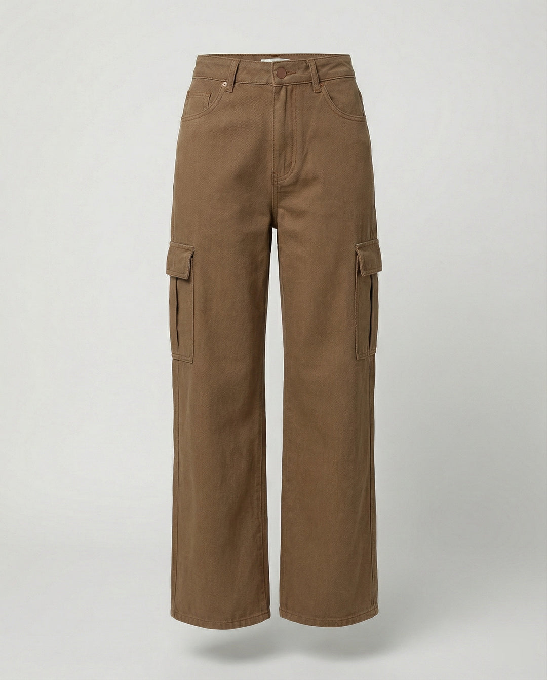 Damen nan hohes Taillen-Jeansmodell im Baggy-Palazzo-Schnitt mit Cargo-Klappentasche und formgebenden Abnähern R&B