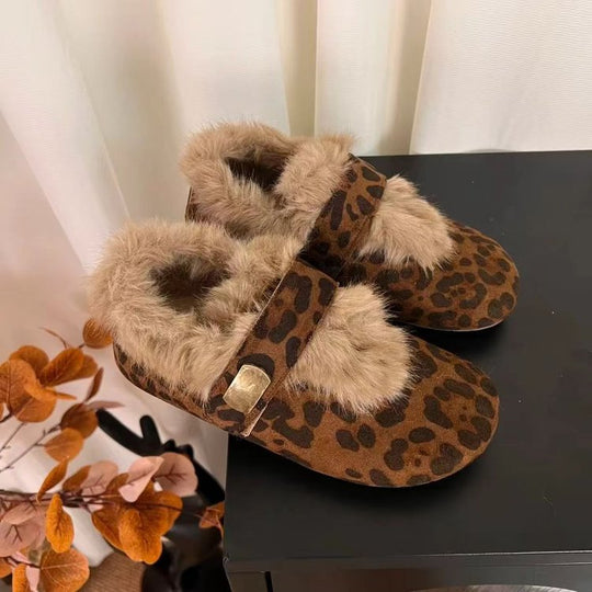 Damen Flauschige Filzhausschuhe mit hochwertigem Kunstfellkragen R&B