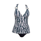Damen Sportlicher Tankini mit modischem V-Ausschnitt und dekorativen Ringen R&B