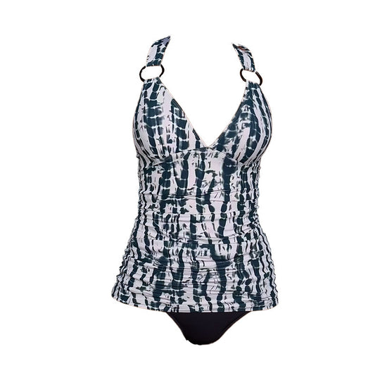Damen Sportlicher Tankini mit modischem V-Ausschnitt und dekorativen Ringen R&B