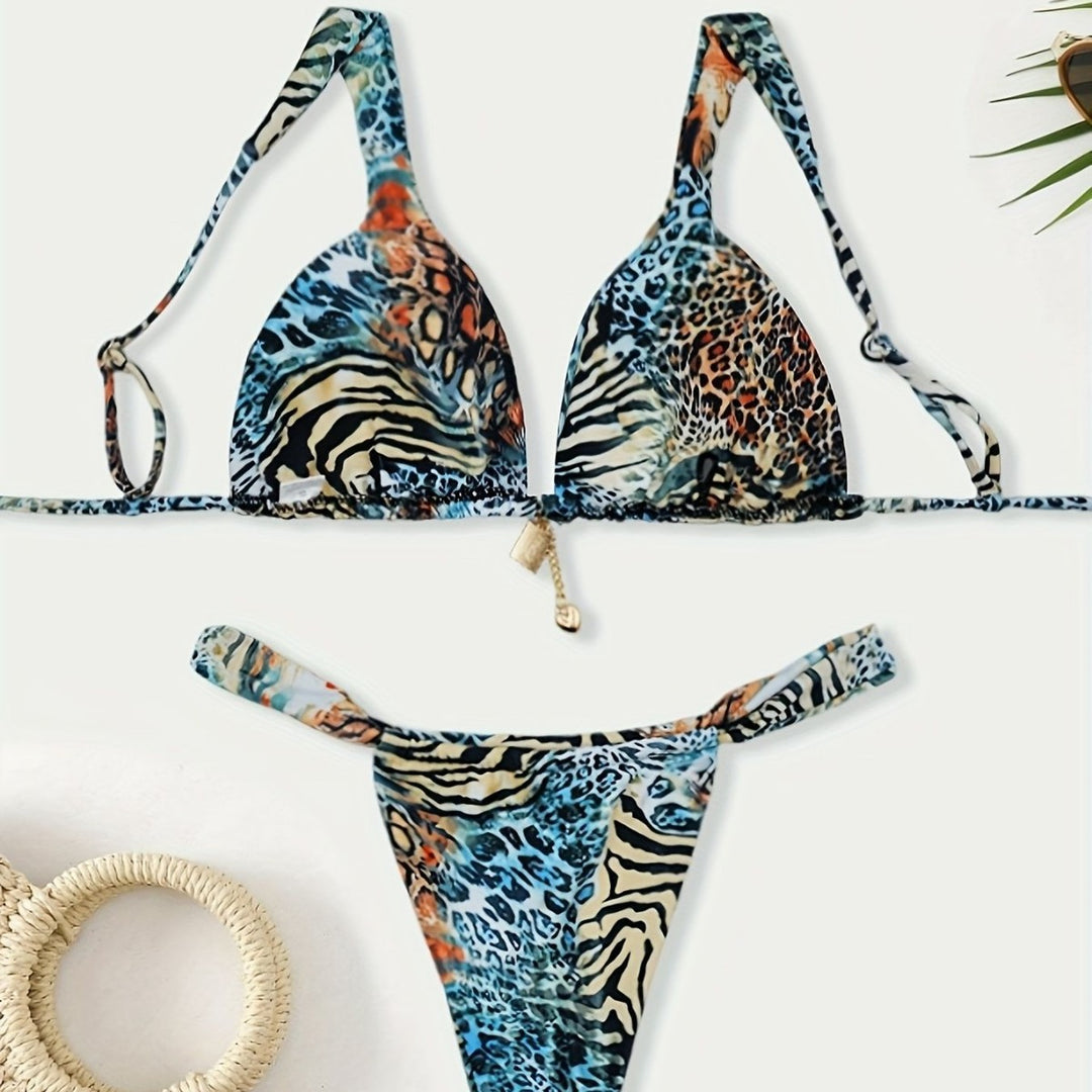 Damen Halter-Bikini mit Animal-Print R&B