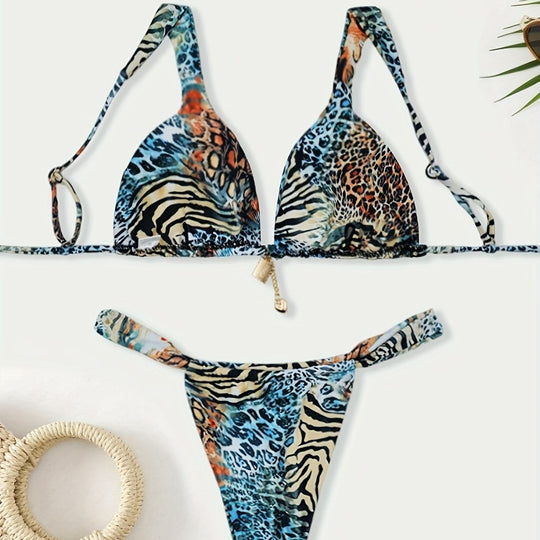Damen Halter-Bikini mit Animal-Print R&B