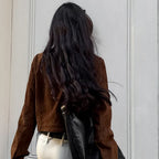 Damen Wildlederjacke mit modernem Stehkragen R&B