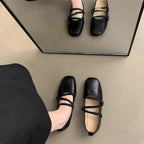 Damen elegantes Ballerina-Modell mit modischem Riemchen und hochwertigem Leder R&B