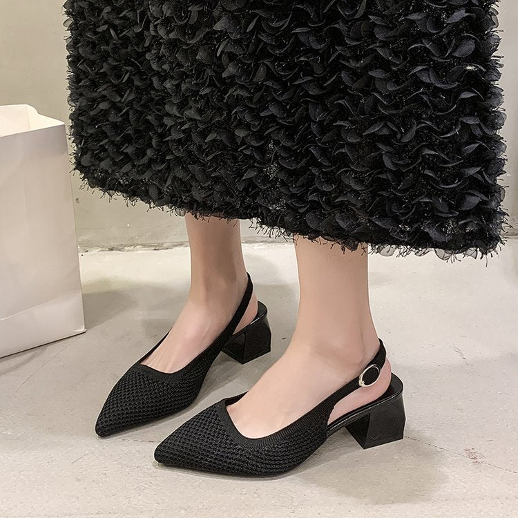 Damen Slingback-Pumps mit strukturiertem Obermaterial und elegantem Blockabsatz R&B