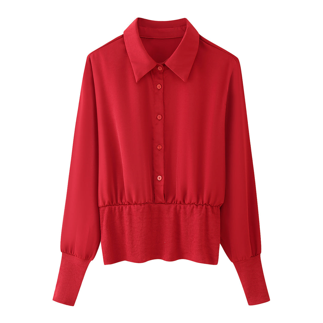 Damen Blusenshirt mit elastischem Bund und eleganten Knopfdetails R&B
