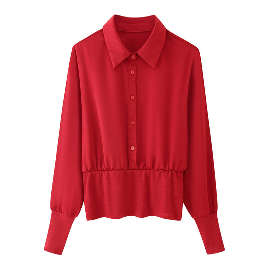 Damen Blusenshirt mit elastischem Bund und eleganten Knopfdetails R&B