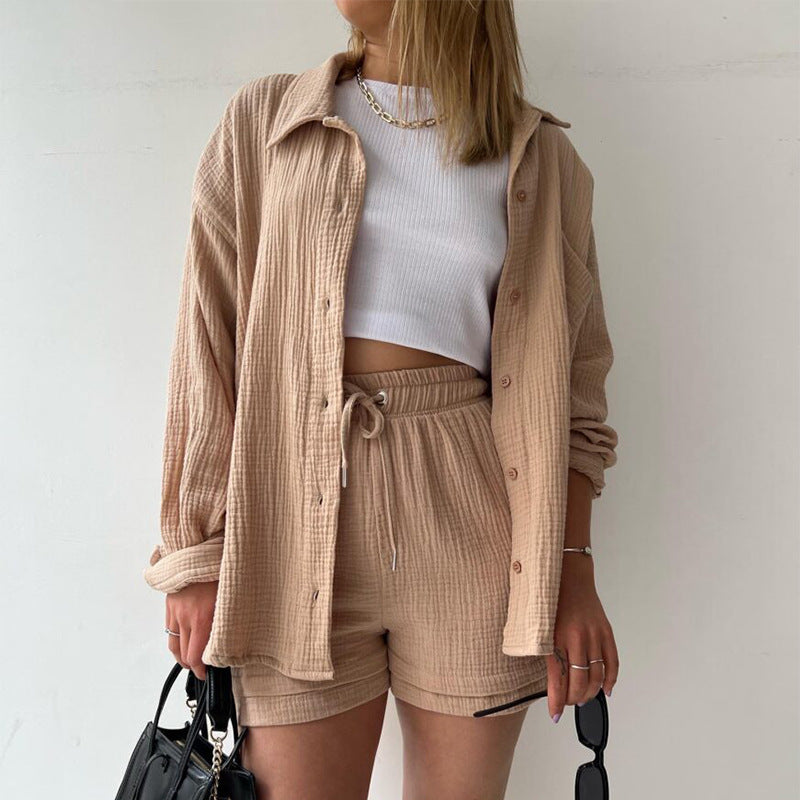 Damen lässiges Oversize-Hemd mit kurzem Schnitt und praktischen Taschen R&B