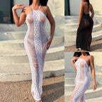 Damen Eleganter transparenter Häkel-Überwurf R&B
