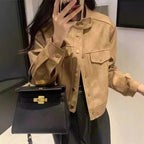 Damen Modische Kurzjacke im Stilmix mit Taschen und Knopfdetails R&B