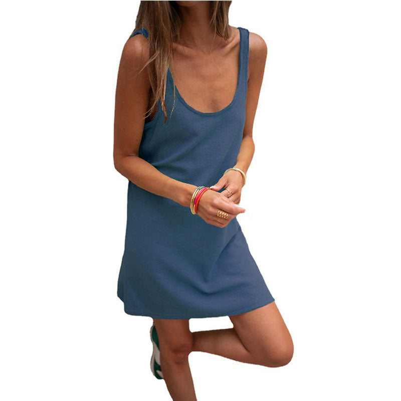Damen Sommerliches Freizeitkleid mit tiefem Ausschnitt und leichtem Stoff R&B