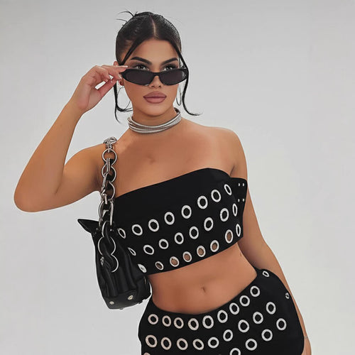 Damen Modische Shorts mit auffälliger Ösenverzierung R&B
