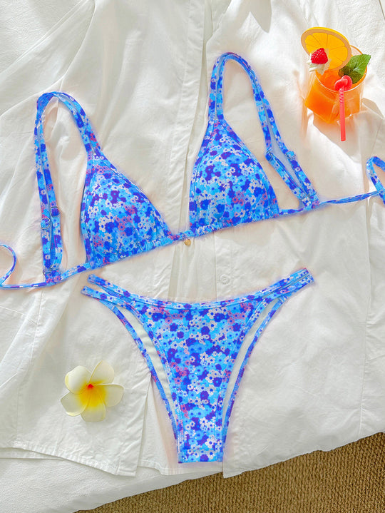 Damen Triangel-Bikini mit floralen Mustern R&B