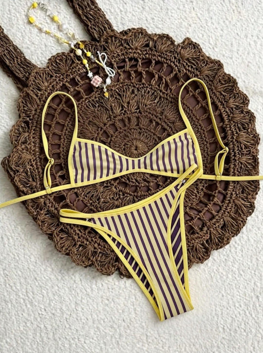 Damen Zweiteiliger Bikini mit elegantem Streifenmuster R&B