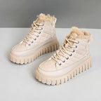 Damen Modische Winterstiefel mit kuscheligem Fellbesatz und rutschfester Sohle R&B
