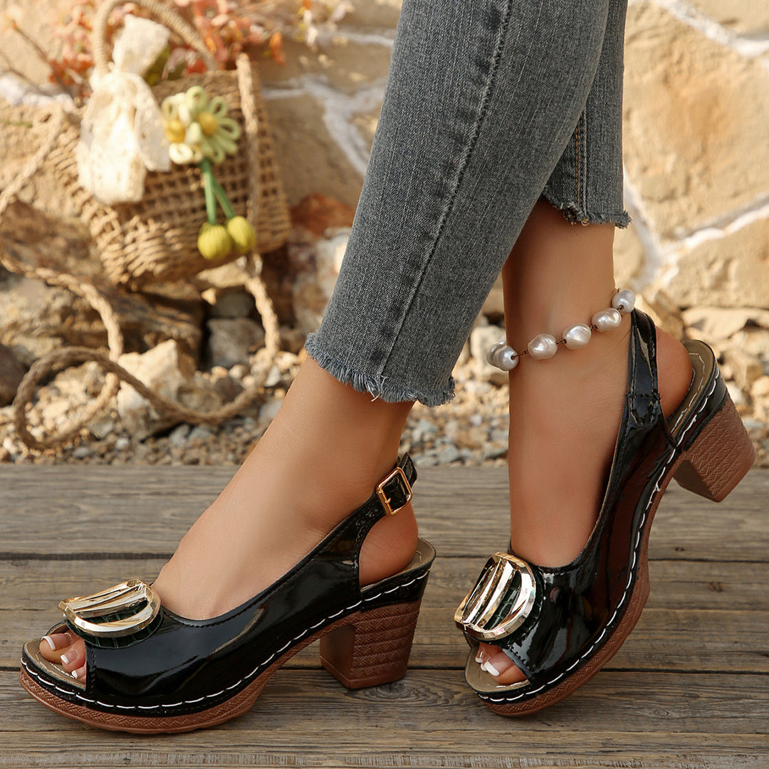 Damen Slingback-Pantoletten mit elegantem Metall-Akzent R&B