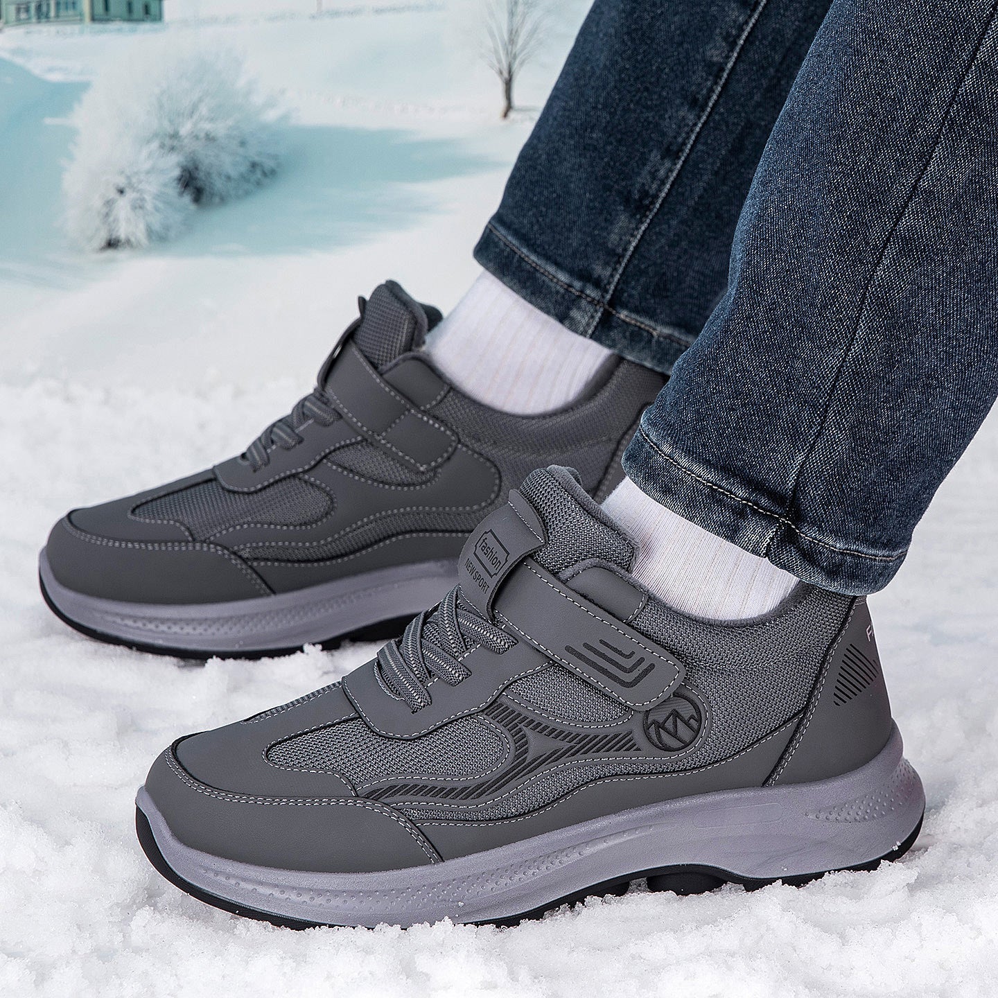 Damen Sportliche Schnür-Sneaker mit integrierter Wärmeisolierung und rutschfester Sohle R&B