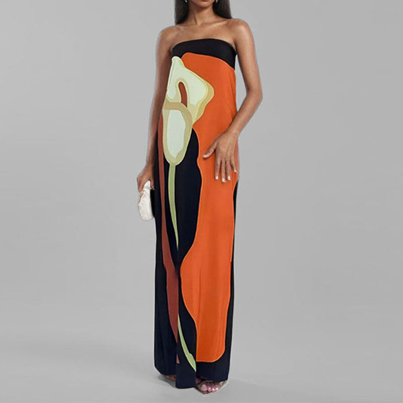 Damen Maxikleid mit elegantem Design und farbenfrohen Akzenten R&B