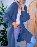 Damen Oversized Strickmantel mit lässigem V-Ausschnitt und luftiger Maschenstruktur R&B