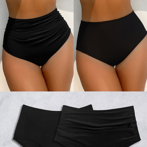 Damen Hochtaillierte Bikini-Hose mit vielseitigem Raffungselement und figurformendem Schnitt R&B