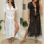 Damen transparenter Strandüberwurf mit eleganten Fransen R&B