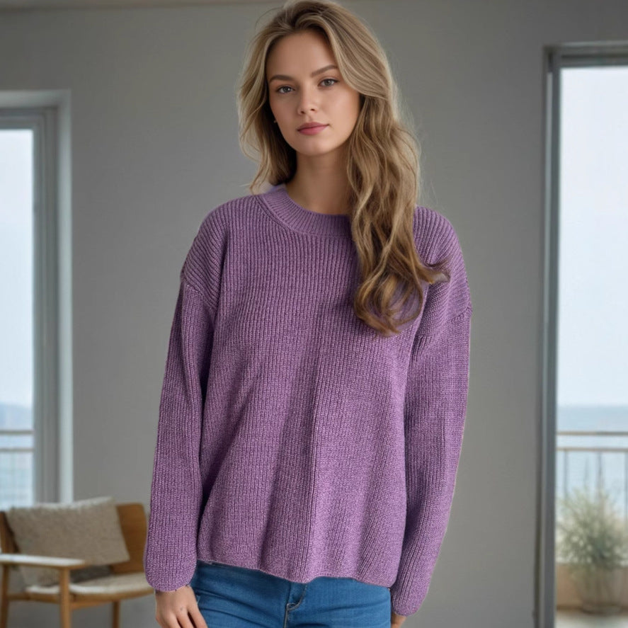 Damen lässiger Strickpullover mit großzügigem Schnitt und angenehmer Textur R&B