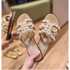 Damen modische Sandalen mit perlverzierten Riemen R&B