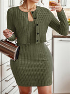 Damen cardigan und kleid im Rippstrickdesign R&B