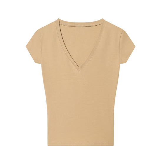 Damen V-Ausschnitt T-Shirt aus hochwertiger Baumwolle R&B